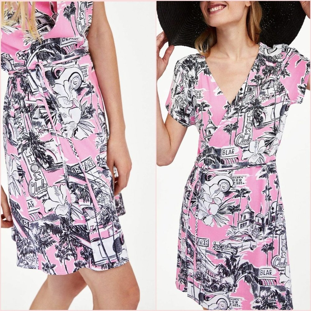 ZARA ACCESSORIES CAP SLEEVE WRAP DRESS